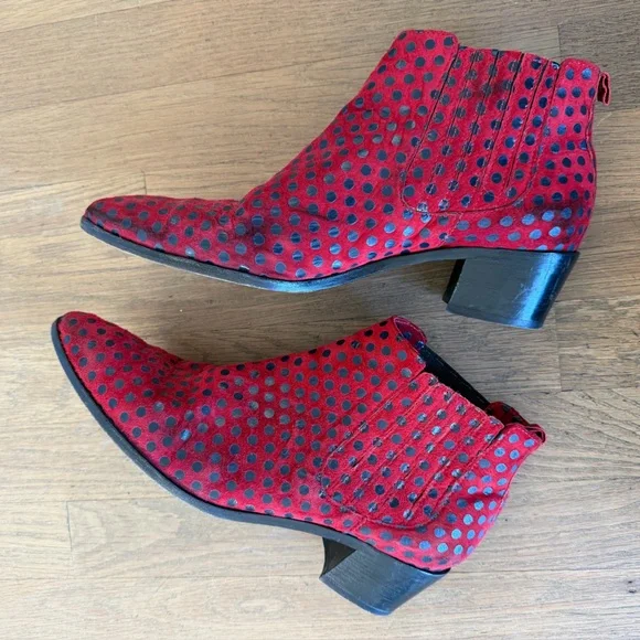 modern vice red suede polka dot chelsea boot🔴⚫️ - Picture 9 of 10
